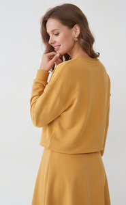 Women's Fleece Knee Length <b>Skirts</b> Set Casual 100% Cotton Mid Elastic Waist Printed Sweatshirt Long Sleeve Crew Neck <b>Skirts</b> Set - Product Image 5