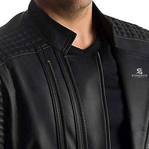 <b>Men's</b> Genuine <b>Sheepskin</b> Bomber <b>Leather</b> <b>Jacket</b> Classic Winter Coat Slim Fit Casual Motorcycle Fashion Brown Color Zipper Closure - Product Image 4