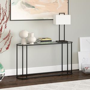 Mesa Consola de Metal Resistente con Tapa de Vidrio, Mueble Elegante para Decoración de Sala de Estar - Product Image 1