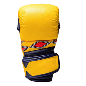 Gants de boxe en cuir PU bleu et jaune avec sangle de poignet Velcro pour adultes, entraînement d'arts martiaux, gants de MMA avec OEM - Product Image 5