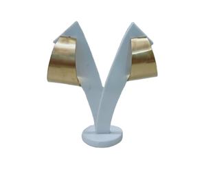 Boucles d'oreilles en métal laiton doré, finition mate, design surdimensionné en forme de cercle, bracelets de fête à la mode, bracelets inclus - Product Image 3