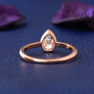 Pear Cut Diamond Engagement Ring Unisex IGI Certified 14K Gold Plated Luxury Classic Style Jewelry for Wedding Anniversary Party - Product Image 3