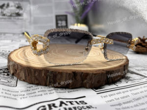 Gafas de sol sin montura con diamantes de moissanita VVS Iced Out, gafas de diseñador con estilo hip hop, gafas de moda para unisex. - Product Image 2