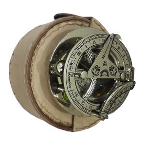 Boussole à cadran solaire en laiton Nickle, boussole de poche en cuir blanc, élimine le soleil, nouveauté - Product Image 1