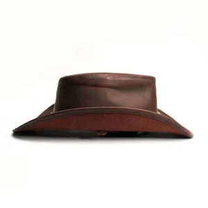 Chapeau de cowboy western en cuir véritable marron patiné Heritage avec sangle à concho croisée et large bord, style ranch, pour hommes et femmes - Product Image 3