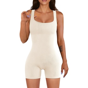 2026 One Piece Summer Black Jumpsuit for Women <b>Knee</b> Length Short Tops Solid Pattern Button Pattern for Yoga <b>Exercise</b> Workout - Product Image 2