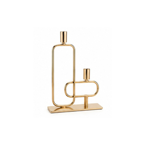 Candelabro Geométrico de Latón Dorado con Soporte Doble para Decoración del Hogar - Product Image 6
