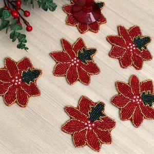 Posavasos Artesanales MS HANDICRAFT con Cuentas de Vidrio - Regalos Religiosos Clásicos, Portátiles, 4x4 Pulgadas (Base de Poliéster) - Product Image 3