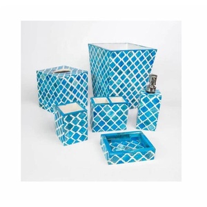High Quality Moroccan Pattern Bone Inlay Bathroom Set <b>of</b> 6 Soap Dispenser Soap Dish <b>Match</b> Holder Brush Holder Tissue <b>Box</b> & Bin - Product Image 1