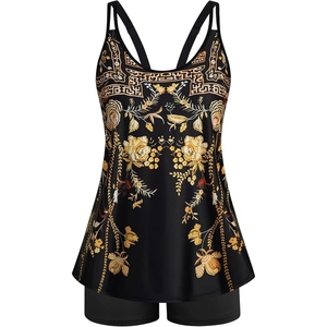 Maillot de bain tankini sans manches pour femmes avec short, confortable pour la plage et les voyages tropicaux - Product Image 6