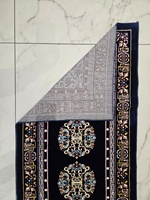 Wholesale Custom Size Dark Blue Velvet Woven Polyester Cushioned PET Friendly Machine Made Eco Friendly Medium Floor Runner Rug