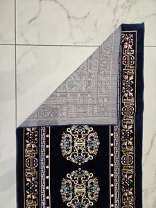 Alfombra de pasillo de tamaño personalizado al por mayor, de terciopelo azul oscuro, tejida en poliéster, hecha a máquina, ecológica, de tamaño mediano, estilo oriental tradicional. - Product Image 3