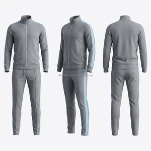 Men Gray Maroon Striped Tracksuit <b>Full</b> <b>Zip</b> <b>Hoodie</b> With Side Pockets Casual Wear Autumn Season Polyester Cotton Blend Regular Fit - Product Image 5