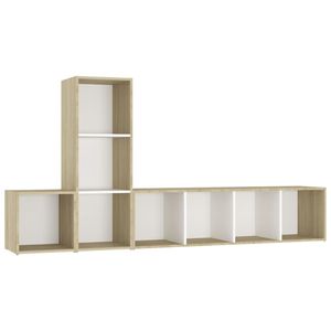 3 pezzi bianco e Sonoma rovere TV Set legno ingegnerizzato per soggiorno - Product Image 2