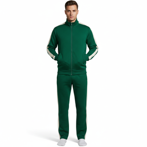100% Cotton Breathable Casual Solid Autumn Full Length Tracksuit with 300g Fabric <b>Weight</b> <b>Stand</b> Collar Drawstring Closure - Product Image 4