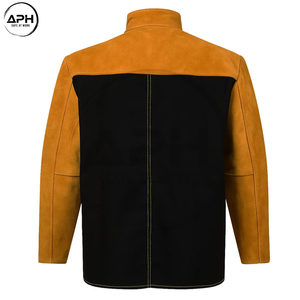 <span class=keywords><strong>Veste</strong></span> de travail en <span class=keywords><strong>cuir</strong></span> pour <span class=keywords><strong>soudeur</strong></span>, col montant, boutonnée, pour atelier industriel, vêtements en <span class=keywords><strong>cuir</strong></span> personnalisés, manches longues - Product Image 2