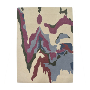 Alfombra de Lana de Lujo Moderna, Abstracta y Expresionista, Tejida a Mano, con Diseño de Goteo de Pintura en Crema, Beige, Morado y Gris, Suave y Tridimensional - Product Image 6