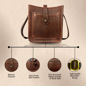 Bolso Bandolera Mini de Cuero Genuino Resistente, con Cierre de Cremallera, Diseño Cruzado, para Uso en Exteriores, Estilo Moderno, Tamaño y Peso Personalizables - Product Image 6