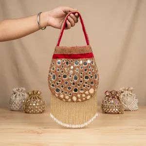 Stylish Casual Beaded Evening Clutch Bag Pearl Tassel POTLI Purse Ladies Party Banquet Bag Pearl Beaded Handbag Tassel POTLI bag - Product Image 3