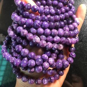 Cuentas de Charoita Púrpura Natural, Cuentas Sueltas Redondas de Charoita Real, Media Hilera para Fabricación de Joyas y Manualidades DIY - Product Image 4