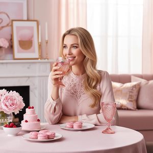 Ensemble de verres à <span class=keywords><strong>vin</strong></span> vintage soufflés à la main, nouveau design rose, gobelets à eau de 10,5 oz, pour la fête des mères, les mariages, les fêtes, pour la bière - Product Image 4