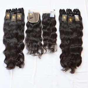 Mèches brésiliennes en vison avec fermeture en dentelle suisse, cuticule alignée, cheveux indiens avec frontal, fermeture en dentelle Hd avec cheveux bruts - Product Image 1