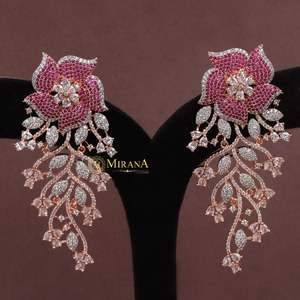 Ira Gold Plated Drop Earrings with Pearl and Diamond Accents - Product Image 1