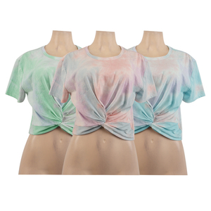 Top corto de punto con efecto tie-dye para mujer, estilo casual - Product Image 4