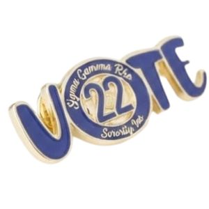 Insignia de solapa redonda con letras griegas Sigma Gamma Rho, color azul real dorado, número 22, broche de hermandad, joyería de moda para capítulo, Votación 22 - Product Image 1