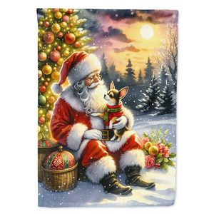 Grand Polyester Multicolore Chihuahua Père Noël Maison Drapeau Porche Manches Pôle Décoratif Cour Bannière Oeuvre Tenture Murale - Product Image 1