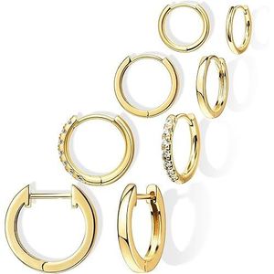 Set di Orecchini a Cerchio in Oro 14K, Misura Piccola, Ipoallergenici, per Piercing Multipli, Alta Qualità per Donne e Uomini - Product Image 1