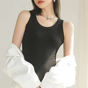 Women's Summer Sleeveless Casual Camisole Slim Knit Ribbed Tank <b>Tops</b> Racerback Polyester Sublimation Shirt - Product Image 2