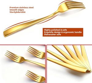 Venta al por Mayor de Tenedores de Acero Inoxidable Chapados en Oro de Grado Alimenticio, Diseño Clásico, Ligeros, Ecológicos, Libres de BPA, Aptos para Lavavajillas - Product Image 2