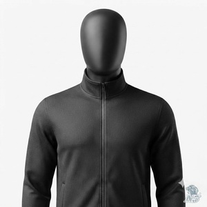 Breathable Regular Fit Men's Solid Color Tracksuit Set Full Zipper Stand Collar Casual Autumn Wear Polyester Cotton Side Pocket - Product Image 5