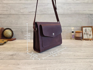 Cute Purple Leather Crossbody Purse Handmade Personalized <b>Shoulder</b> Handbag for Women <b>Small</b> Cross Body <b>Bag</b> Gift for Her - Product Image 2
