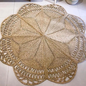 Seagrass Placemat and Cup Mat Set natural braid design, material: dried hyacinth cafe tabletop; origin: Vietnam crafted - Product Image 1