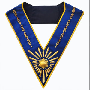 Worshipful Installed Master <b>Collar</b> Rite of Solomon Gold Bullion Hand Embroidery Fashion Sew-On Custom Premium Masonic Regalia - Product Image 1