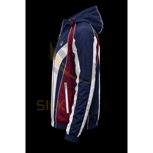 Veste de sport coupe-vent à capuche pour homme, streetwear, 2 en 1, couleur contrastée, manches longues, fermeture éclair sur le devant, poches latérales, nylon léger, hiver - Product Image 2