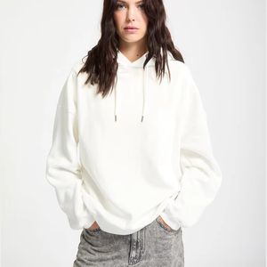 <b>Men's</b> White Hooded Sweatshirt Regular Fit 100% Cotton French Terry Casual Autumn Wear - Product Image 4