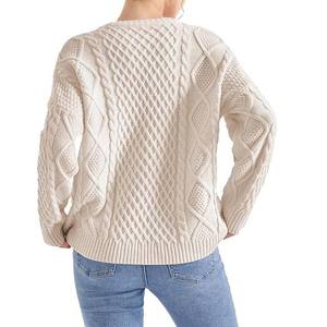 Women's Oversized Y2K Style Cable Knit Fall Winter <b>Sweater</b> Soft Cozy Chunky Pullover <b>Crewneck</b> Fashionable Textured - Product Image 3