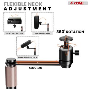 Support de projecteur universel sur pied réglable en hauteur jusqu'à 66 pouces pour la maison, le bureau et le studio - Product Image 3