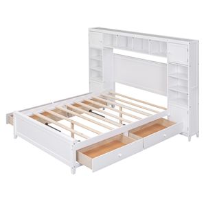Letto in Legno Bianco per Bambini con Design Tutto-in-Uno, Armadio e Scaffale Integrati - Product Image 4