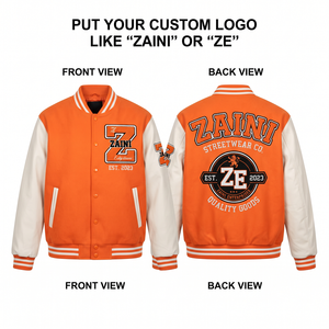 Chaqueta Varsity Unisex ZAINI ZE-339 para Hombre, 500 GSM, Lana/Poliéster, Resistente al Viento, Cuello Alto, Logotipo Grabado, Mangas de PU, Puños de Punto Acanalado - Product Image 1