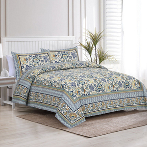 Juego de Sábanas de Algodón de Calidad de 3 Piezas con Estampado Floral Satrangee, Impresas a Mano, 40 Hilos, 300 Hilos por Pulgada Cuadrada, 1.8 m, Resistentes a la Decoloración, Personalizables, para Todas las Estaciones - Product Image 3
