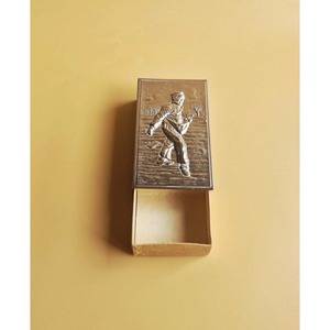 Newest Vintage Aluminum Match Case Stick Shape Embossed Farmer Design Durable Household Use - Product Image 1