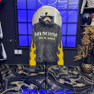 Streetwear 500gsm Men's French Terry Fleece Hoodies All Over Metal <b>Stones</b> Boxy Cropped Full Face Half Zip up Hoodie for Men - Product Image 1