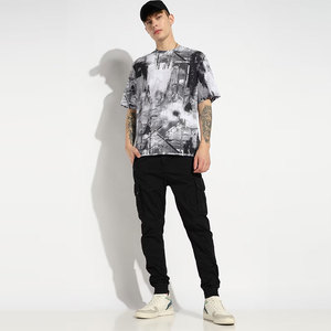 T-shirt à manches courtes pour homme, col rond, imprimé numérique, style streetwear, coupe classique, respirant, en coton tissé - Product Image 5