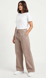 Pantalones anchos de mujer, cintura media, con cordón, casuales, de nailon y poliéster, largos, holgados, estilo urbano, pantalones de verano para damas - Product Image 4