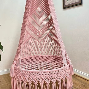 Macrame Hanging Chair, Macrame Hammock <b>swing</b>, Macrame Round <b>Swing</b>, Hanging Cotto Macrame Hammock Chair, Macrame <b>Swing</b> Chair, Mac - Product Image 1