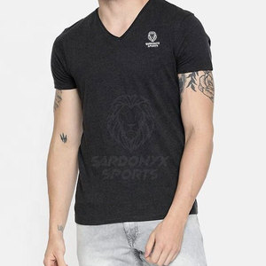 Camisetas de Cuello en V para Hombre, Algodón Suave Premium, Tejido Sólido, Casual, Manga Corta, Transpirable, Secado Rápido, Verano, Ejercicio, Gimnasio, Moda - Product Image 4